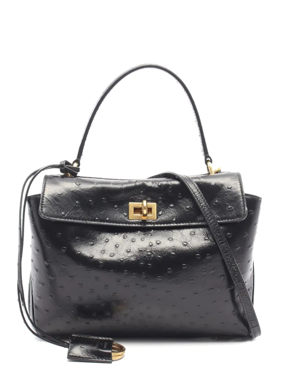 Balenciaga Pre-Owned 2010s Rodeo ostrich-embossed handbag - Black
