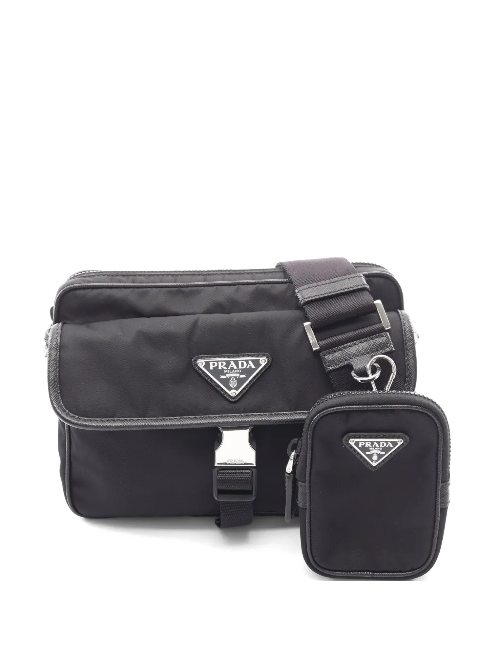 Prada Pre-Owned 2010s Re-Nylon Saffiano leather shoulder bag - Nero