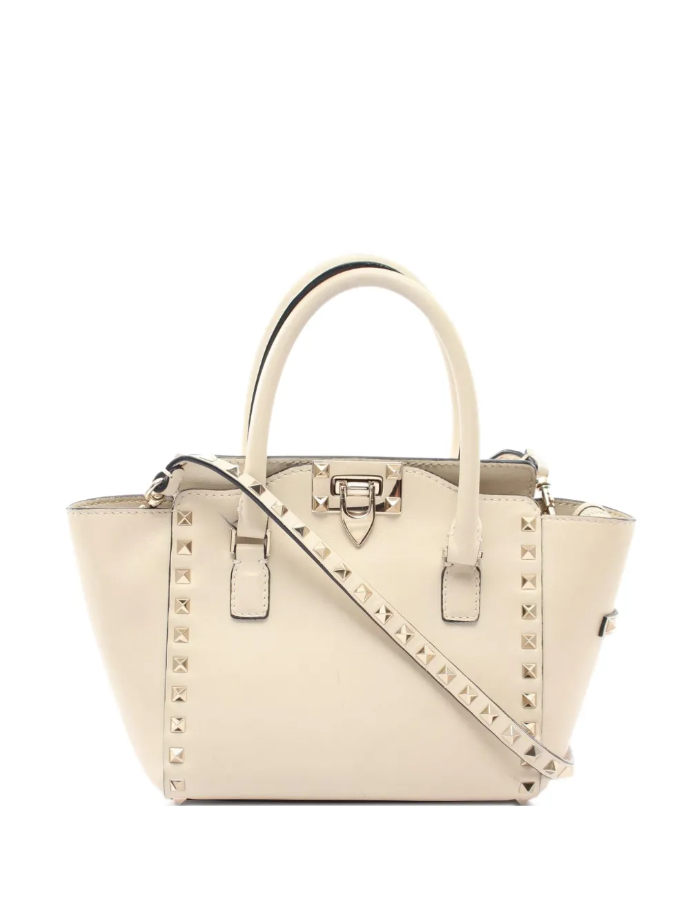 Valentino Garavani Pre-Owned 2000s Rockstud calf leather tote bag - Toni neutri