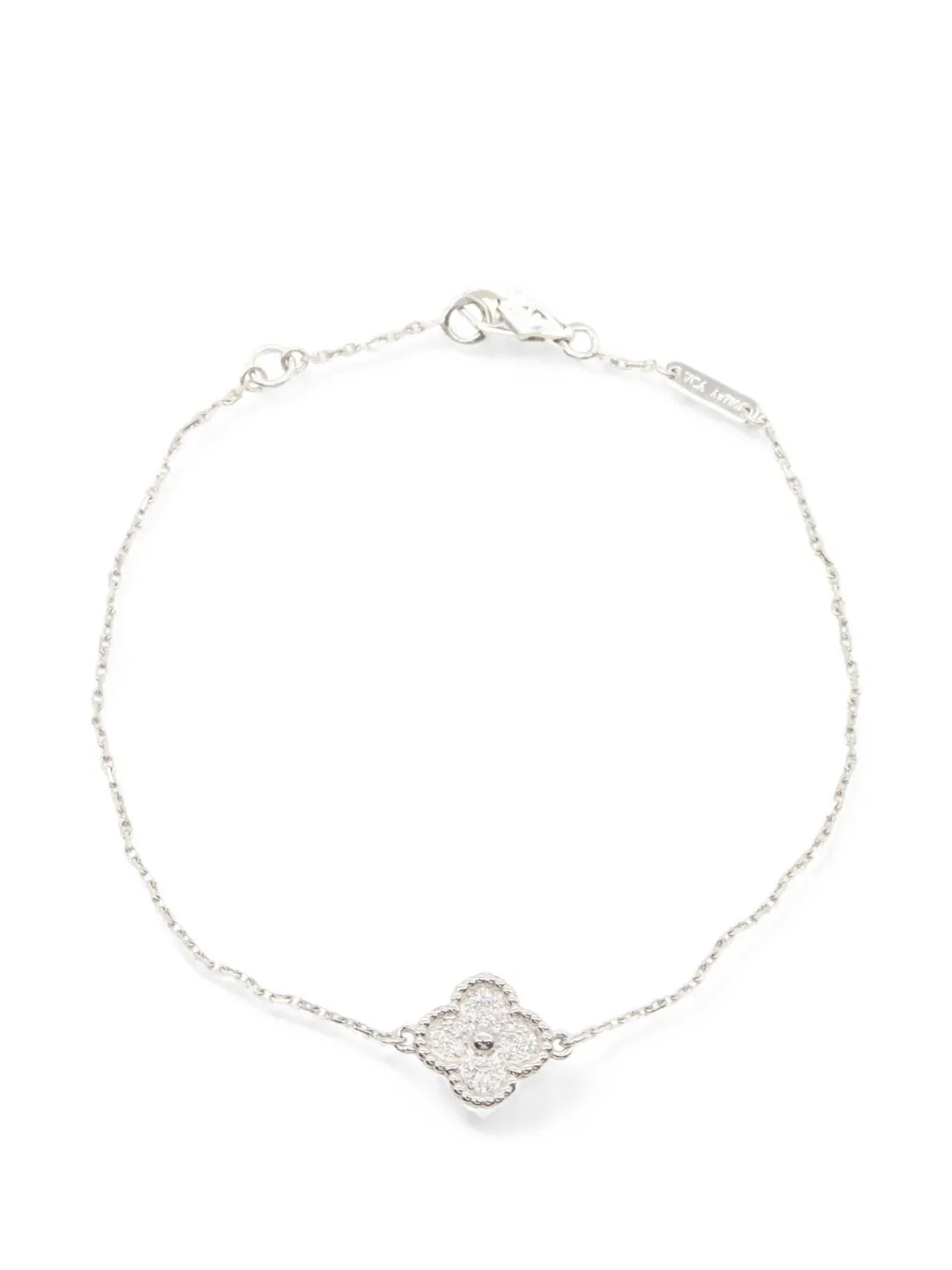 Pre-owned Van Cleef & Arpels 2010s Sweet Alhambra Diamond Bracelet In Silver