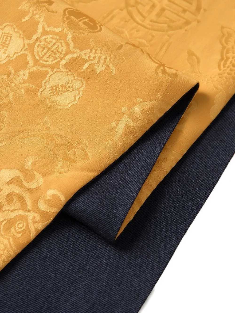 Shanghai Tang Two-Faced zijden-kasjmier sjaal met jacquard Geel
