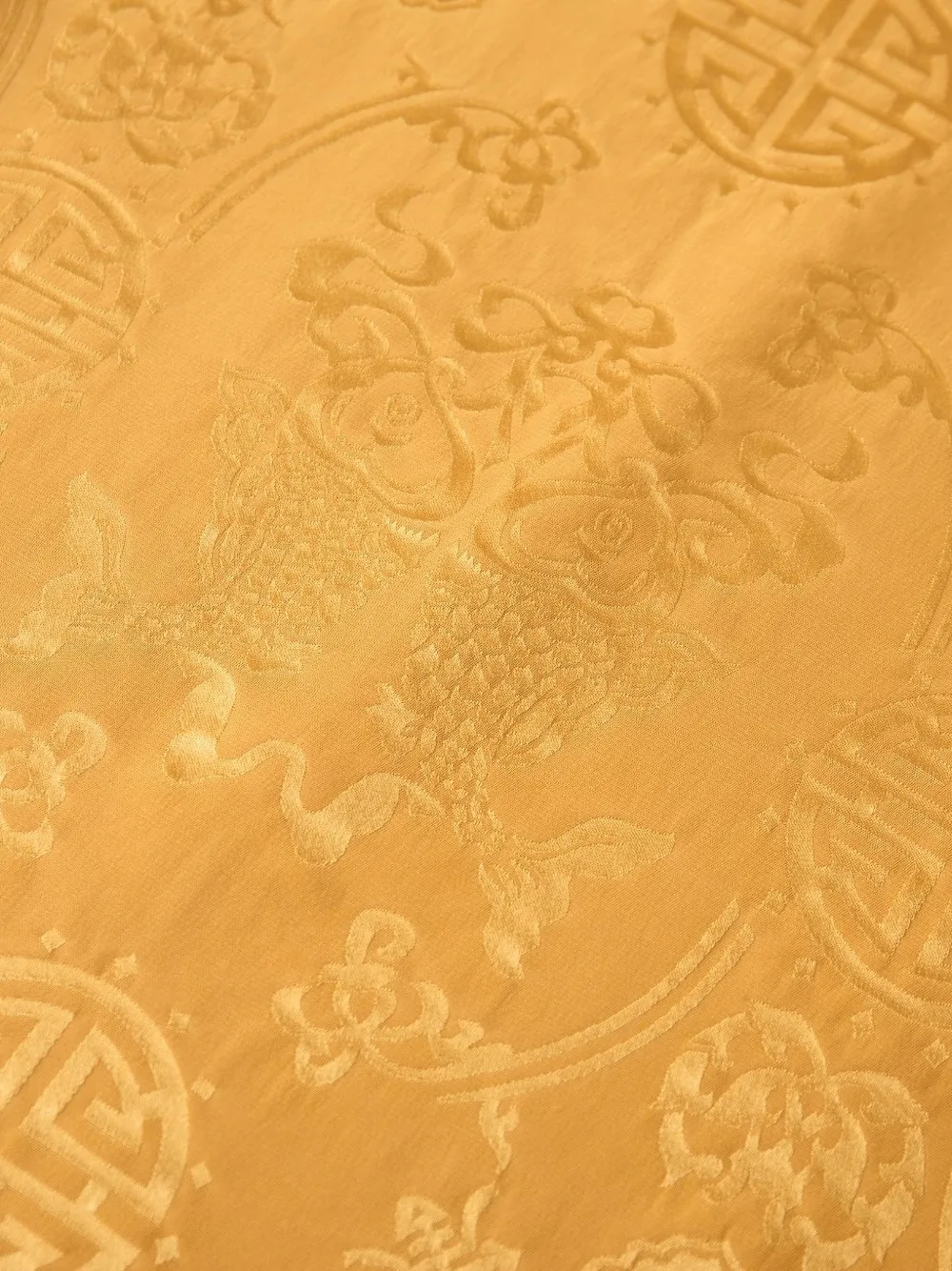 Shanghai Tang Two-Faced zijden-kasjmier sjaal met jacquard Geel