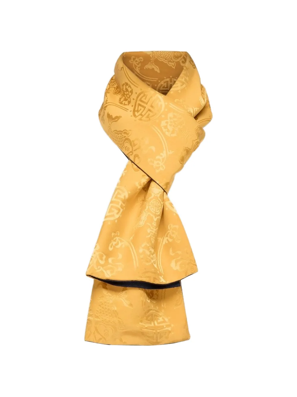 Shanghai Tang Two-Faced jacquard-woven silk-cashmere scarf - Giallo