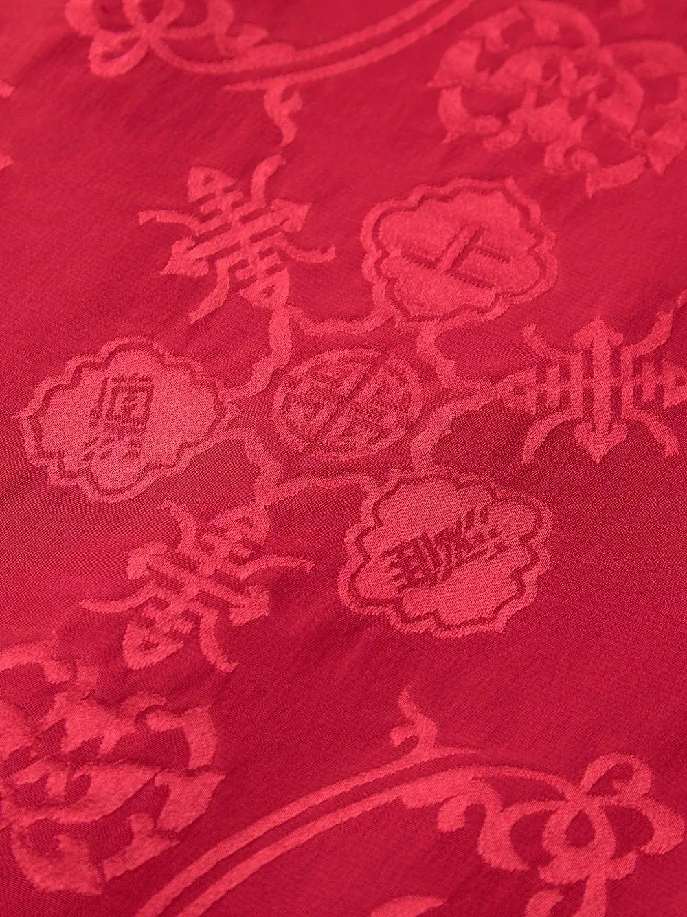 Shanghai Tang Two-Faced zijden-kasjmier sjaal met jacquard Rood