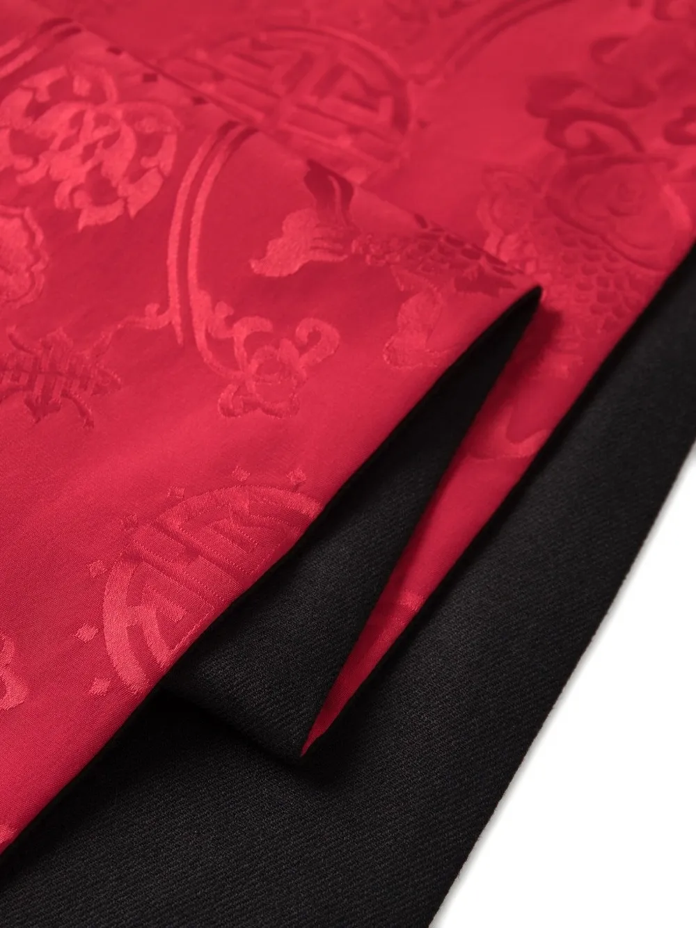 Shanghai Tang Two-Faced zijden-kasjmier sjaal met jacquard Rood