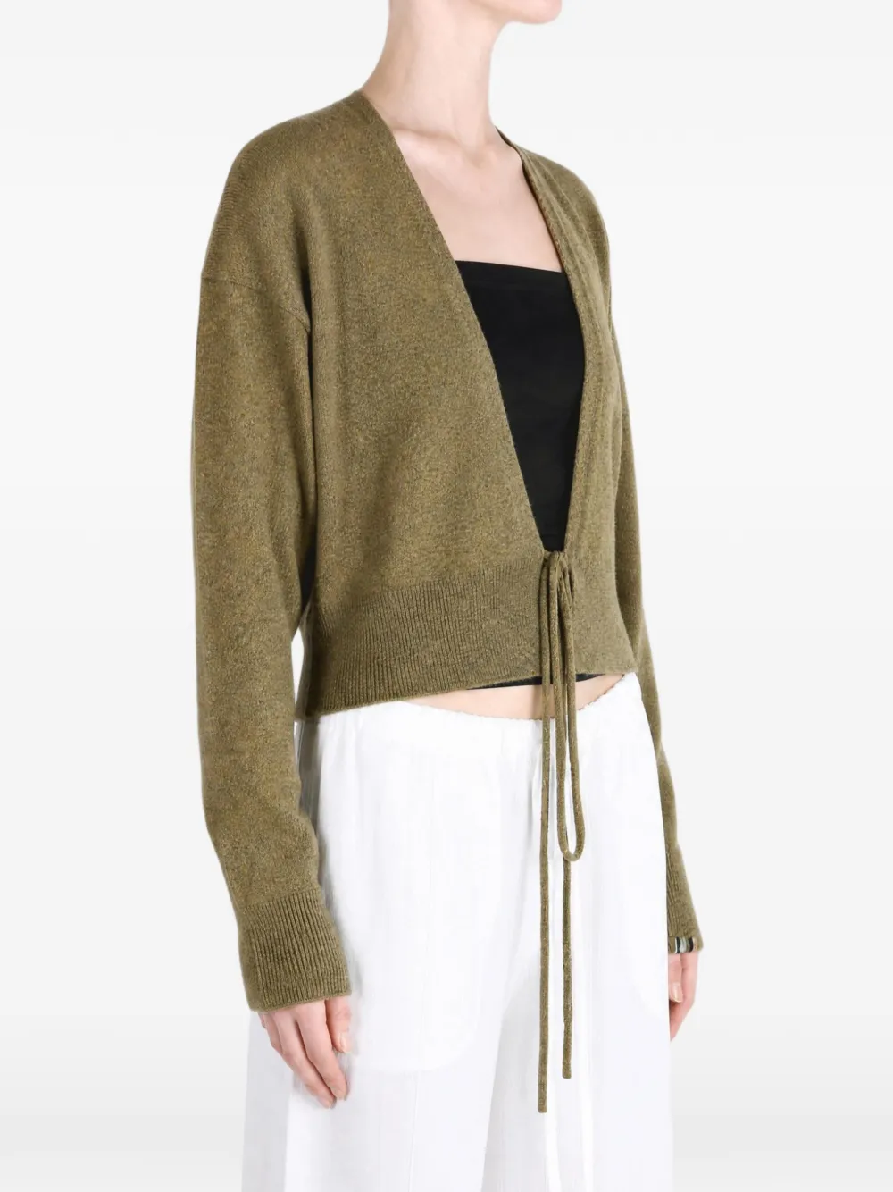 extreme cashmere Nº516 Ella cropped vest met striksluiting Groen