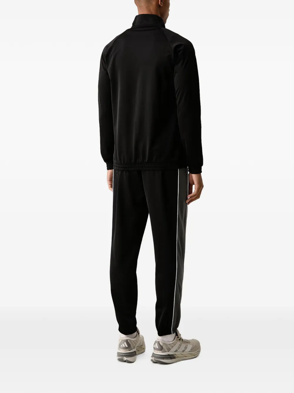 adidas logo-print contrast-piping sweatshirt Zwart