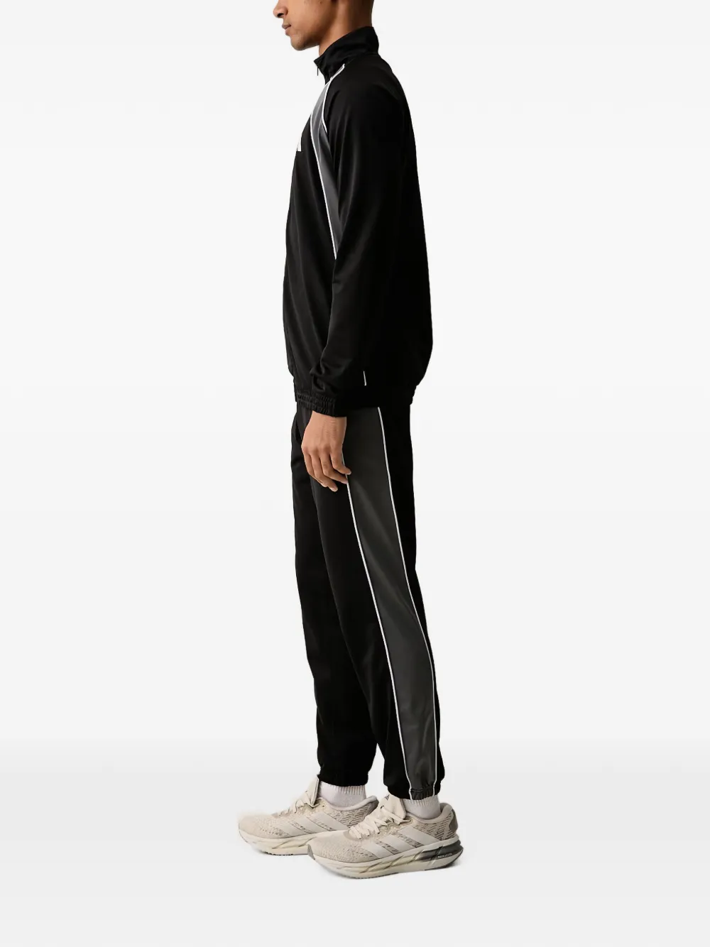 adidas logo-print contrast-piping sweatshirt Zwart