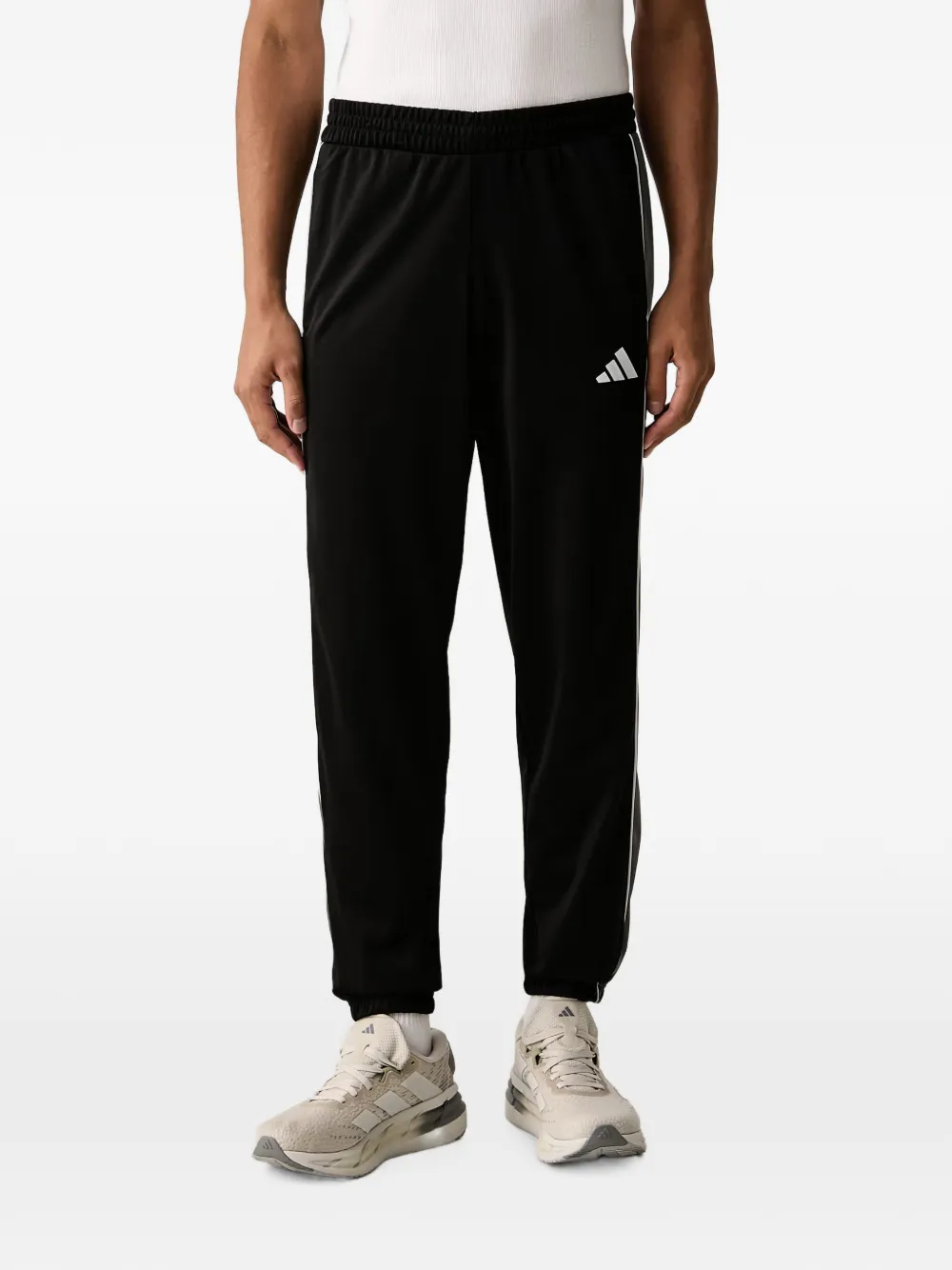adidas logo-print contrast-piping sweatshirt Zwart