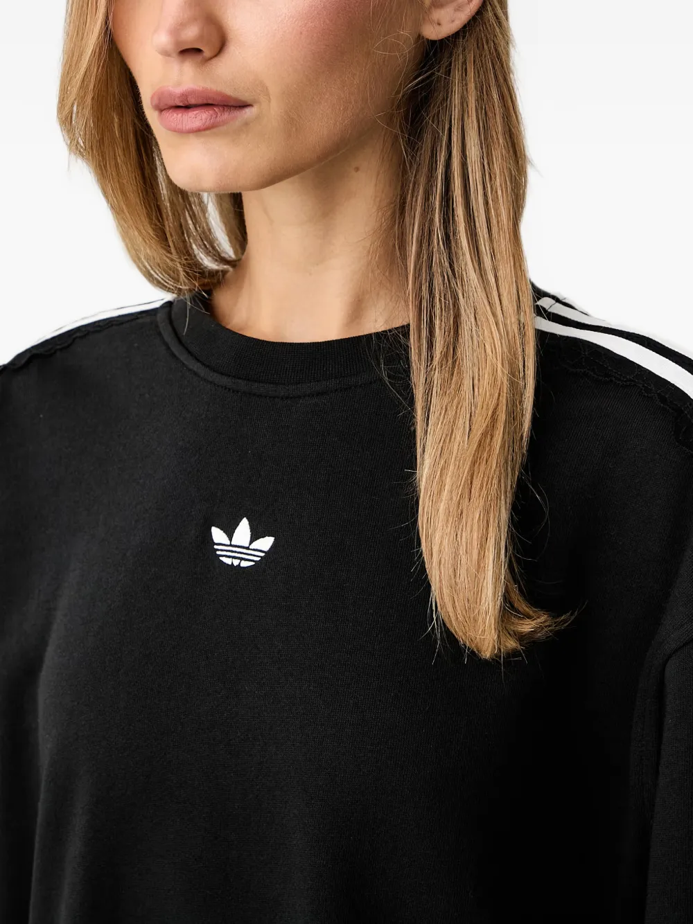 adidas lace-trim side-stripe sweater Zwart