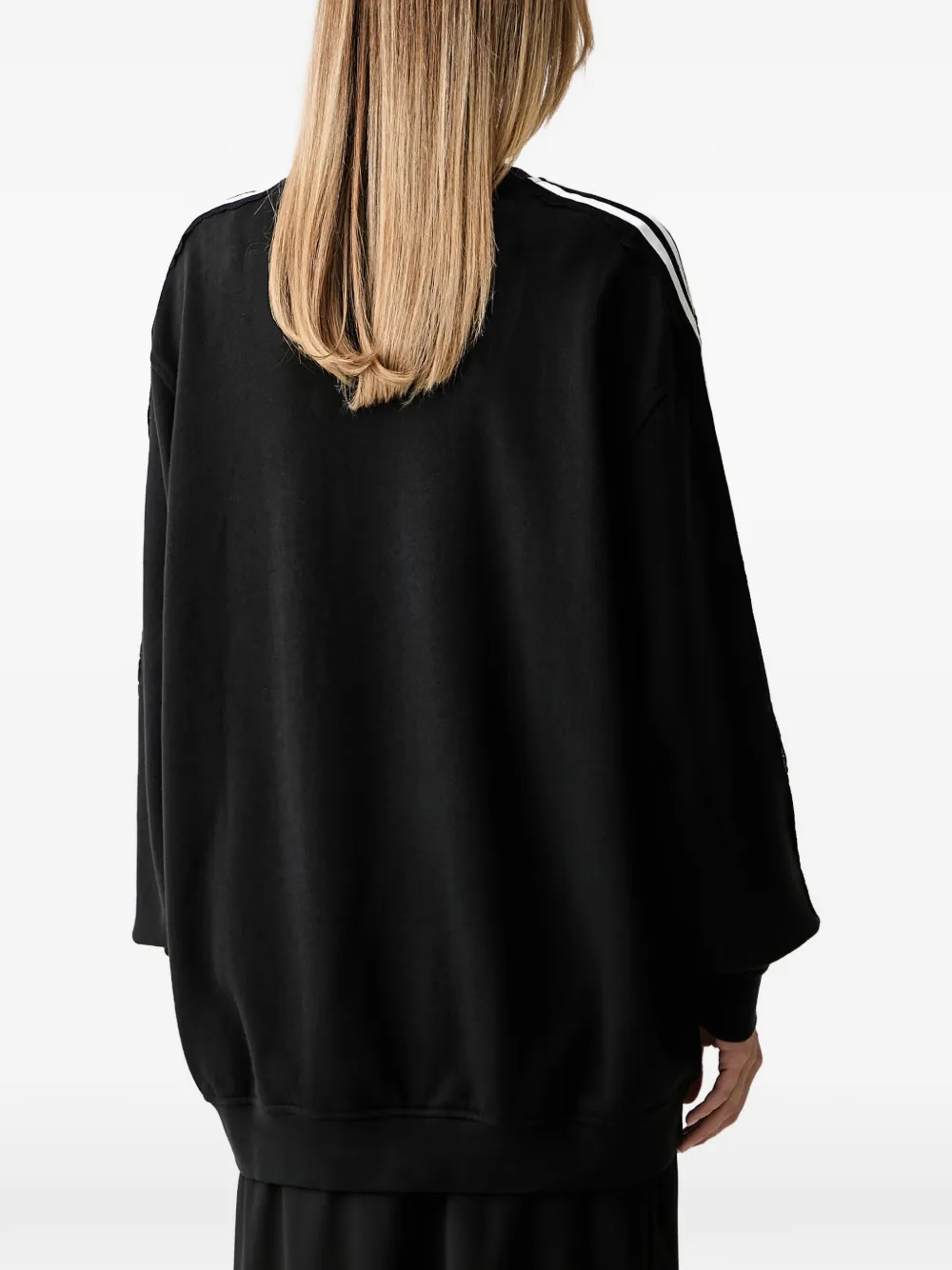 adidas lace-trim side-stripe sweater Zwart