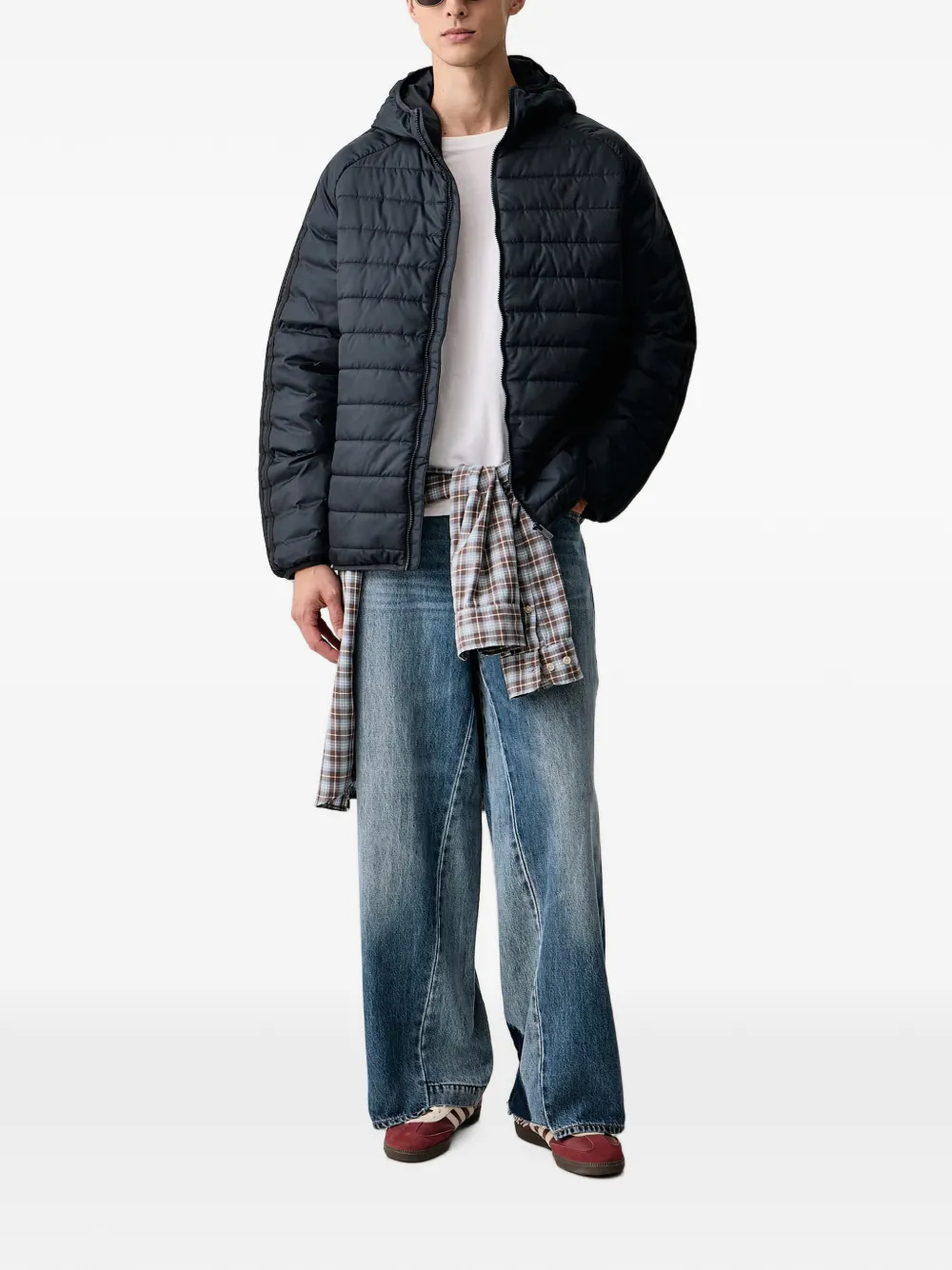 adidas quilted hooded jacket Grijs