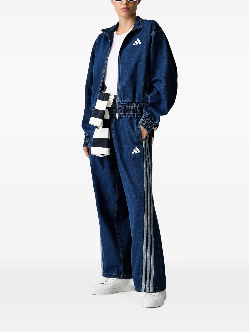 adidas Stadium Washed side-stripe loose fit pants Blauw