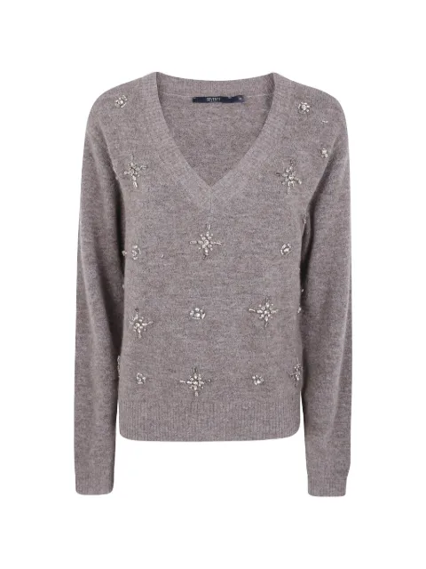 Seventy crystal-embellished V-neck sweater