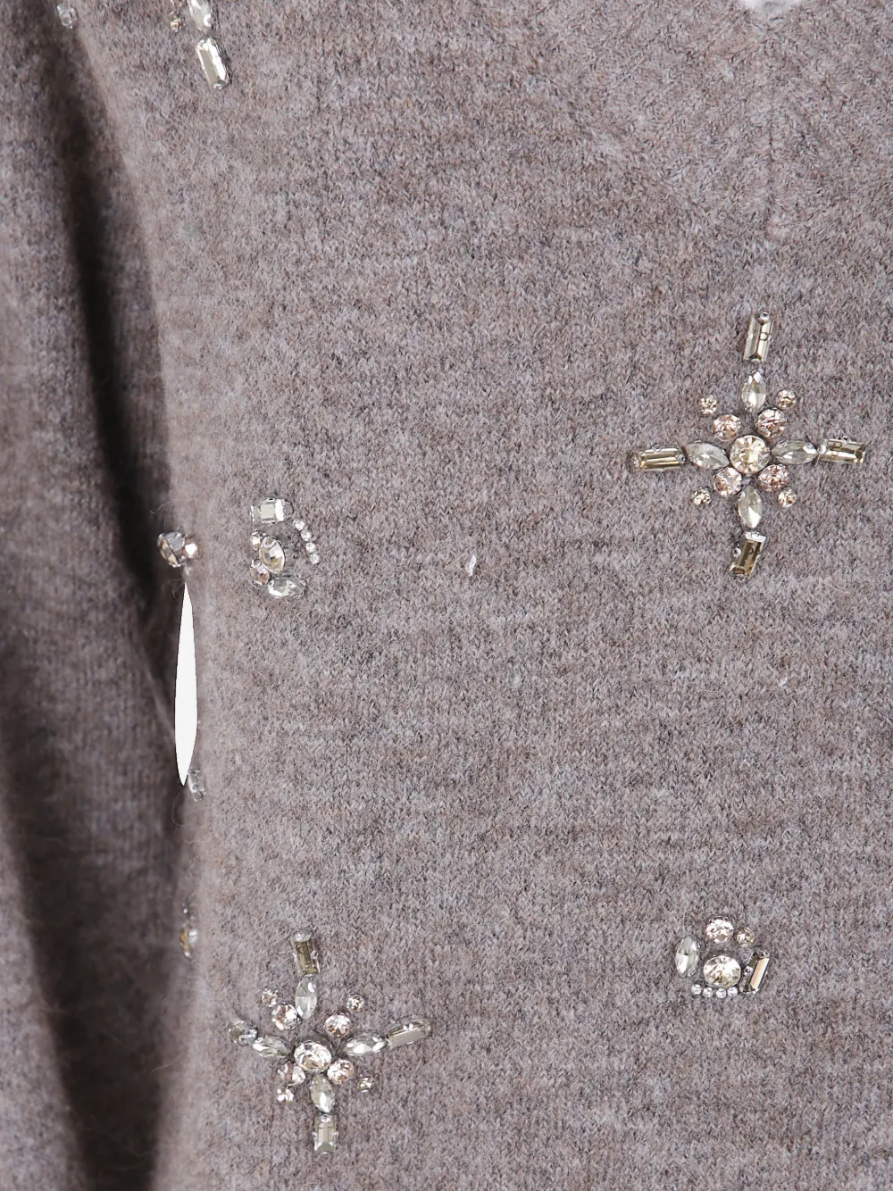 Seventy Trui met V-hals verfraaid met kristallen Beige