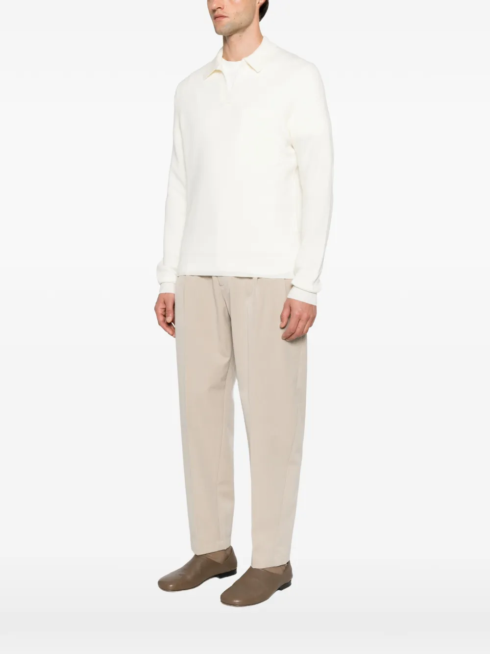 Tagliatore fine-knit long-sleeve sweater Beige