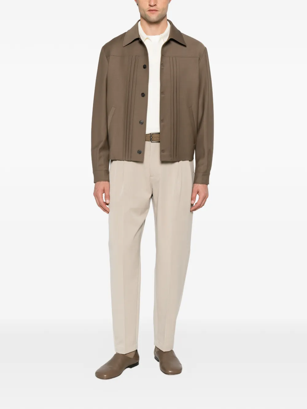 Tagliatore fine-knit long-sleeve sweater Beige