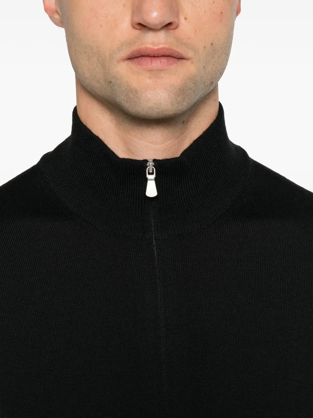 Tagliatore Trui met hoge hals en rits Zwart