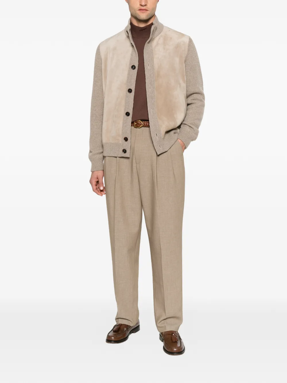 Tagliatore Lionel high-neck virgin wool sweater Bruin