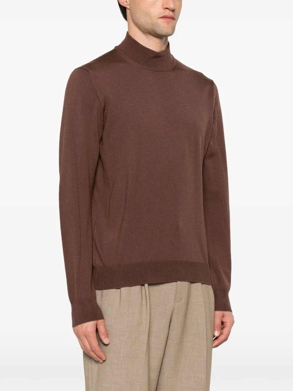 Tagliatore Lionel high-neck virgin wool sweater Bruin