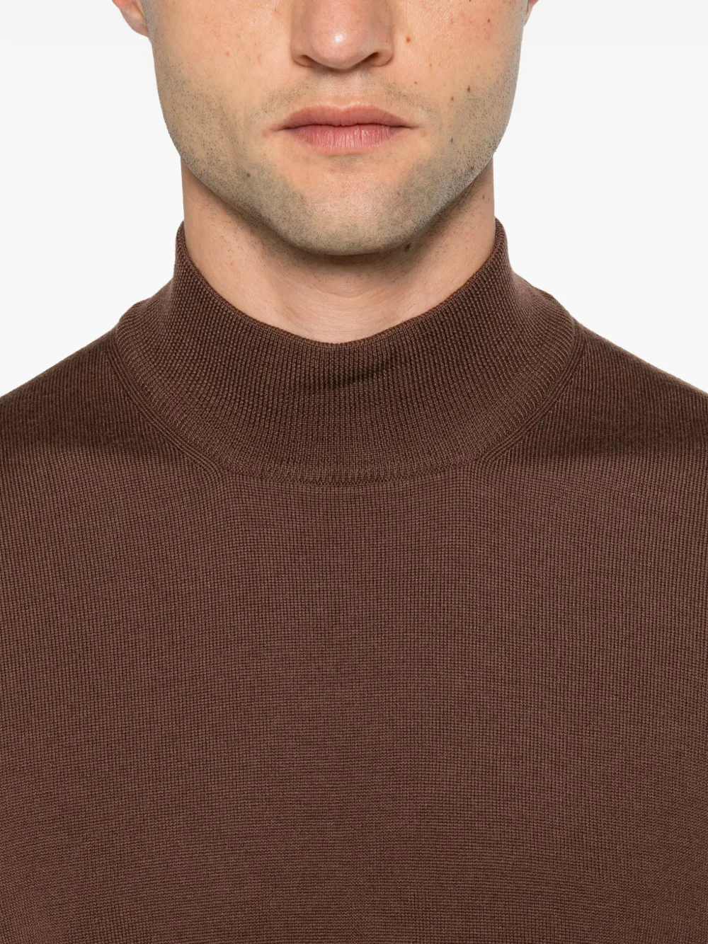 Tagliatore Lionel high-neck virgin wool sweater Bruin