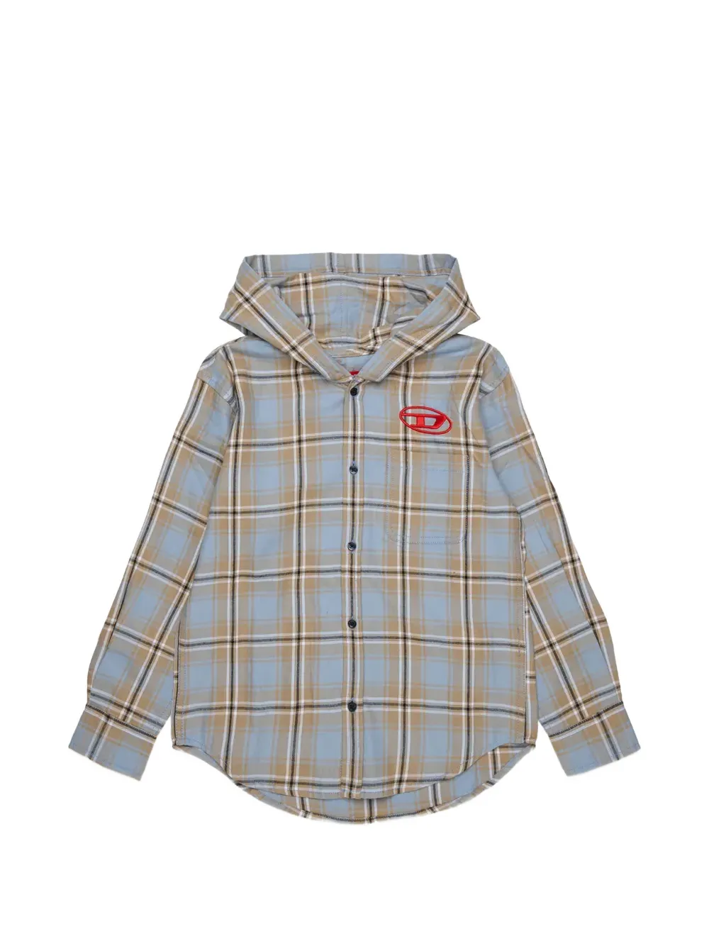 Diesel Kids Kapuzenhemd mit Karomuster - Blau