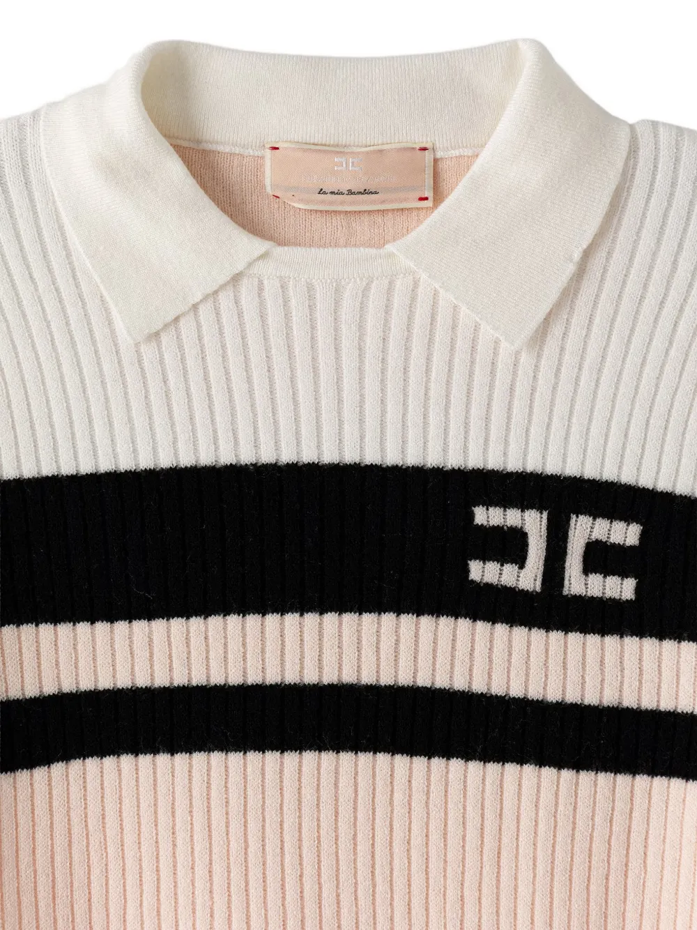 Elisabetta Franchi Kids Ribgebreide jurk met geborduurd logo Roze