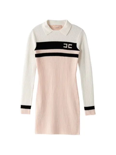 Elisabetta Franchi Kids vestido tejido de canalé con logo bordado