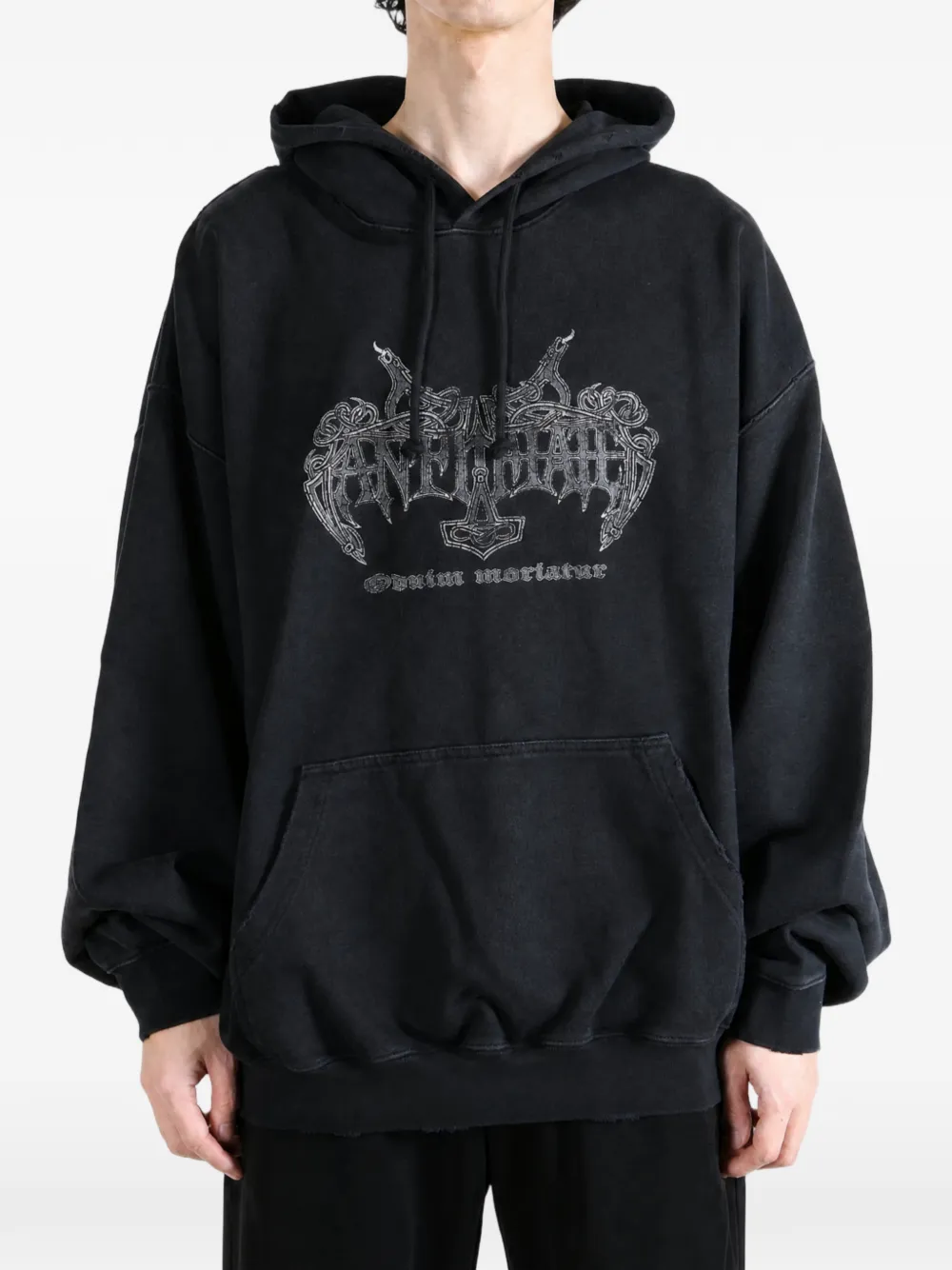 VETEMENTS Antihate graphic-print drawstring hoodie Zwart