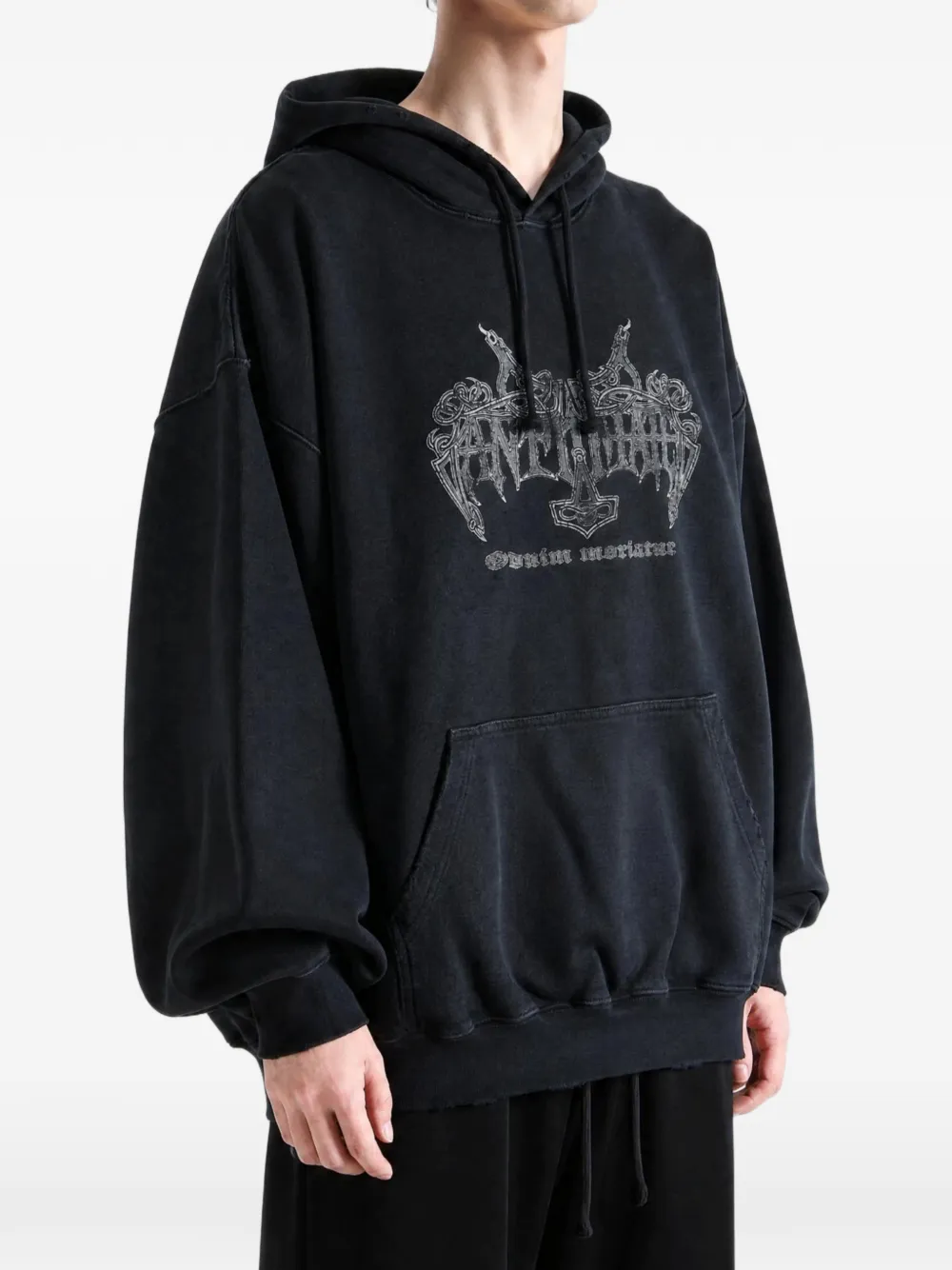 VETEMENTS Antihate graphic-print drawstring hoodie Zwart