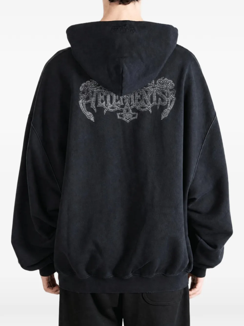 VETEMENTS Antihate graphic-print drawstring hoodie Zwart