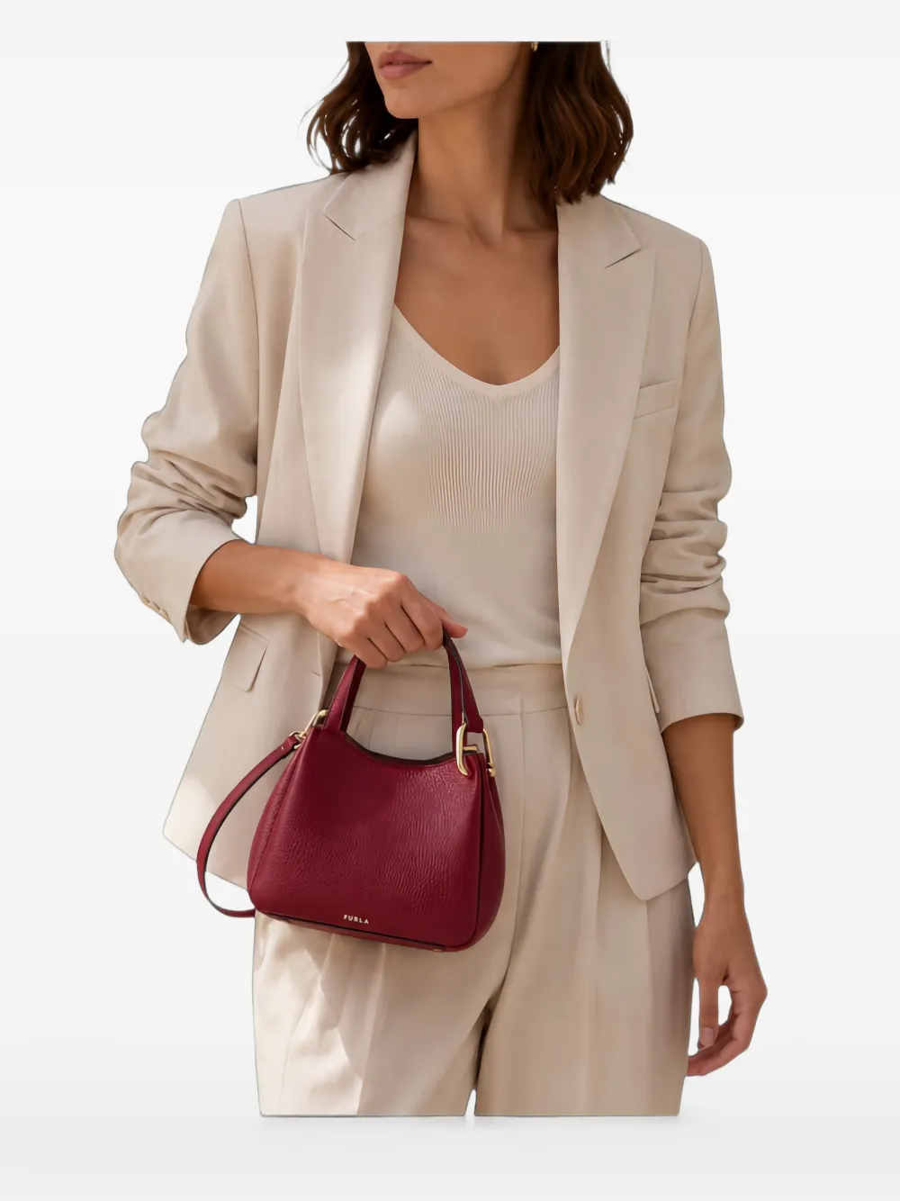 Furla grained leather tote bag - Rosso