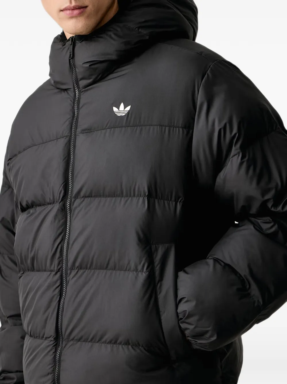 adidas Regen quilted hooded jacket Zwart