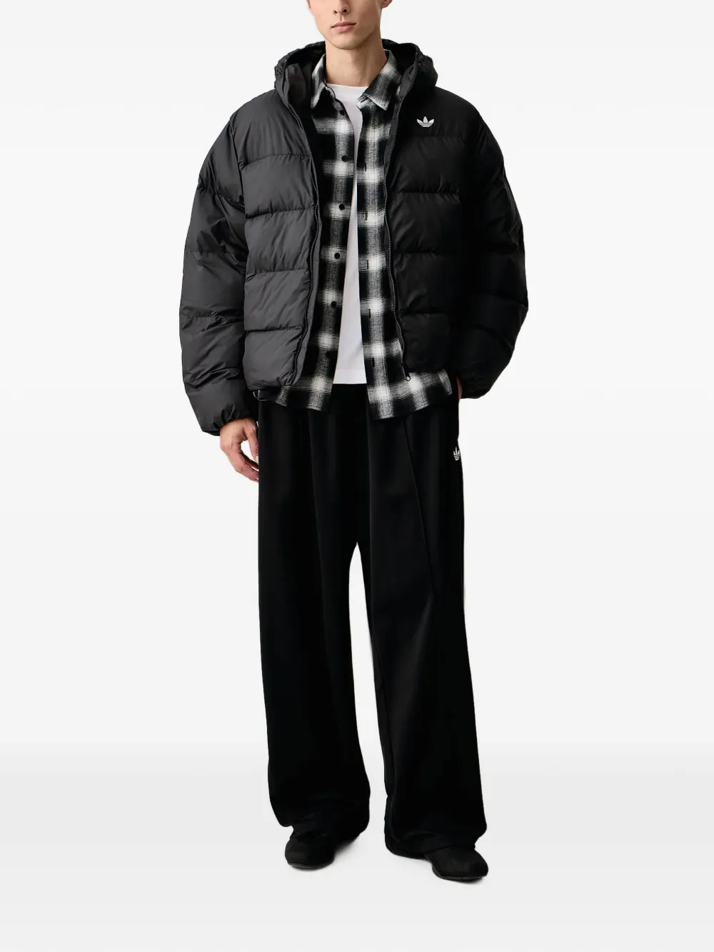 adidas Regen quilted hooded jacket Zwart