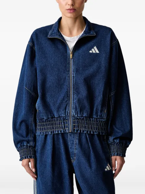 adidas stadium washed-denim loose-fit jacket