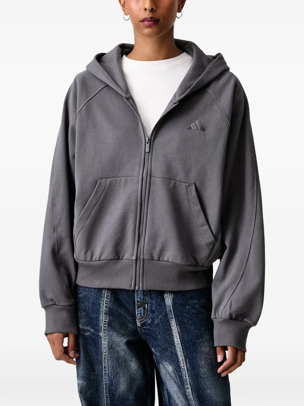 adidas Kit logo-embroidered zip-up hoodie