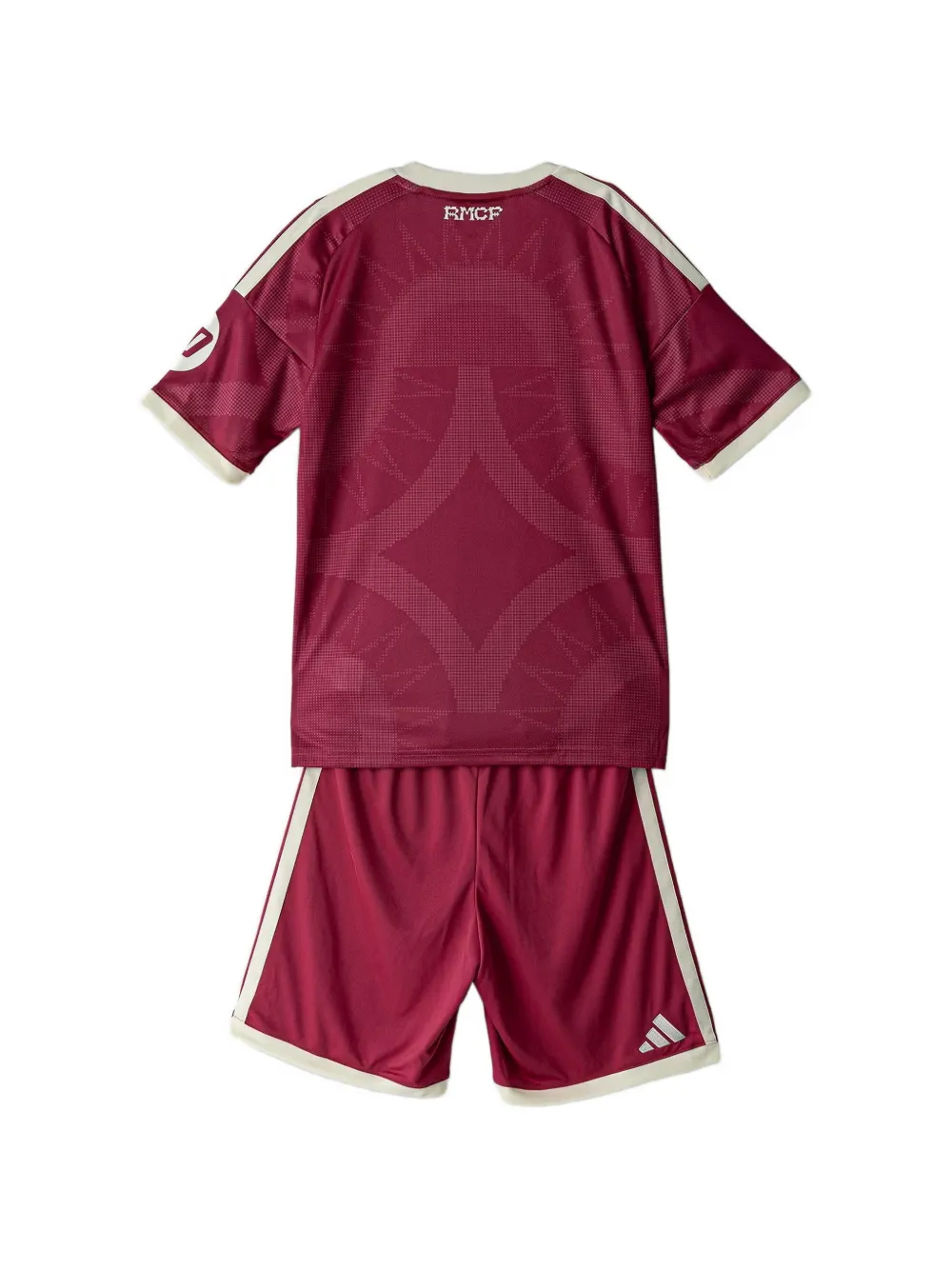 adidas Kids Real Madrid 26 27 Third Kit set met geborduurd logo en gestreept detail Rood