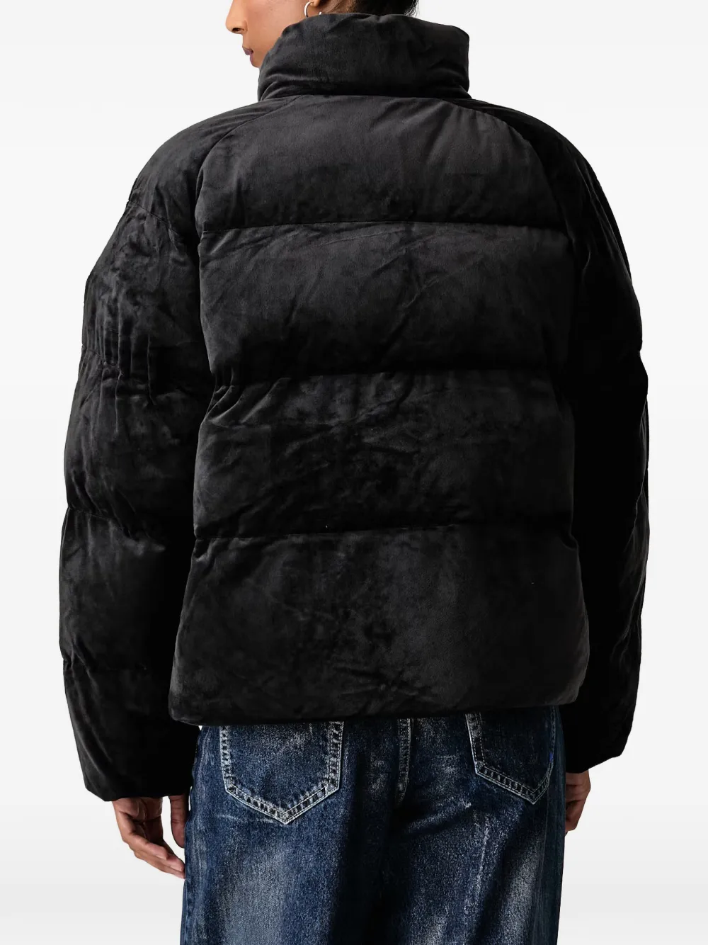adidas Helionic quilted velour puffer jacket Zwart