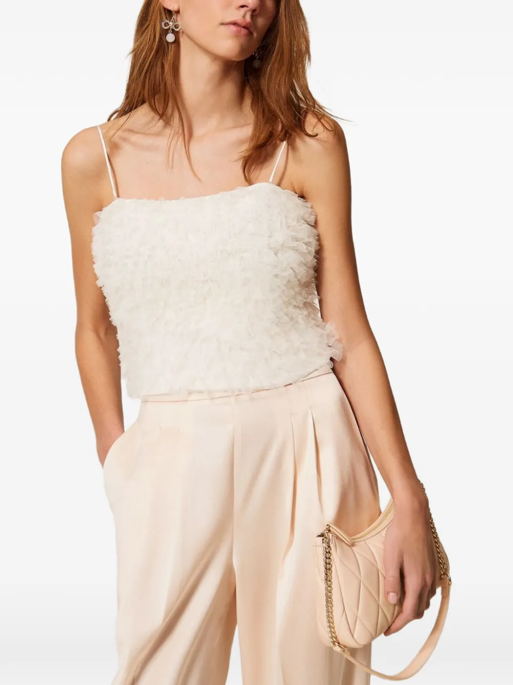 TWINSET tulle ruffle top - Toni neutri