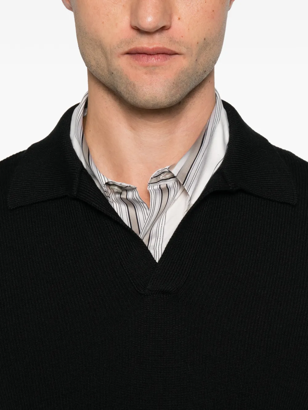 Tagliatore Zayn virgin wool polo sweater Zwart