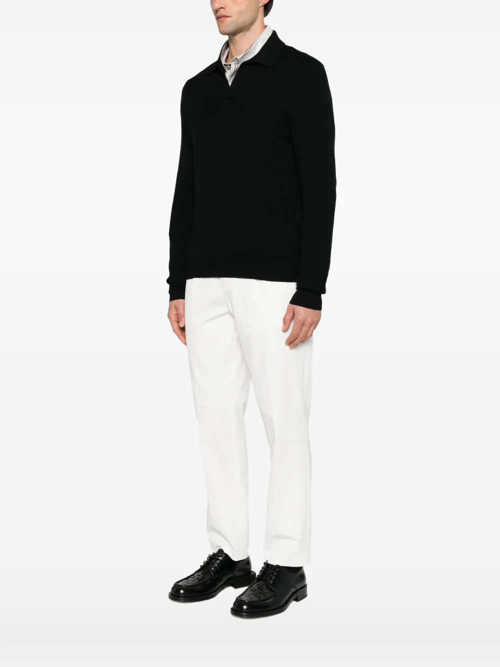 Tagliatore Zayn virgin wool polo sweater Zwart