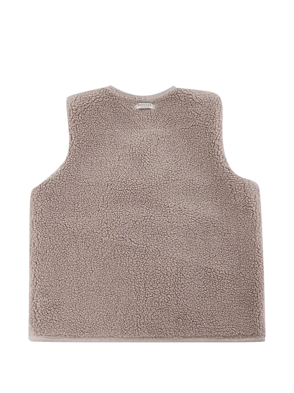 Donsje Monty bodywarmer met dubbele rij knopen en imitatielamswol Beige