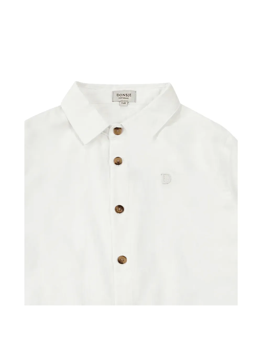 Donsje Chee shirt met button-downkraag en geborduurd logo Wit