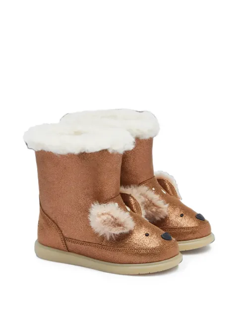 Donsje Meloniek  animal-detail metallic boots