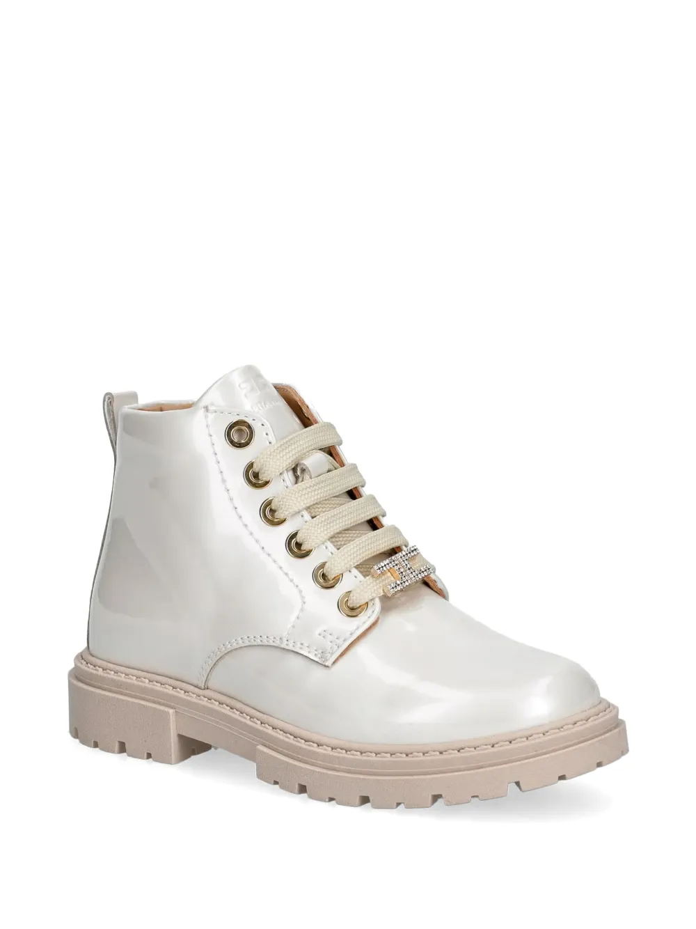 Elisabetta Franchi Kids bottes à plaque logo - Blanc Elisabetta Franchi Kids bottes à plaque logo - Blanc