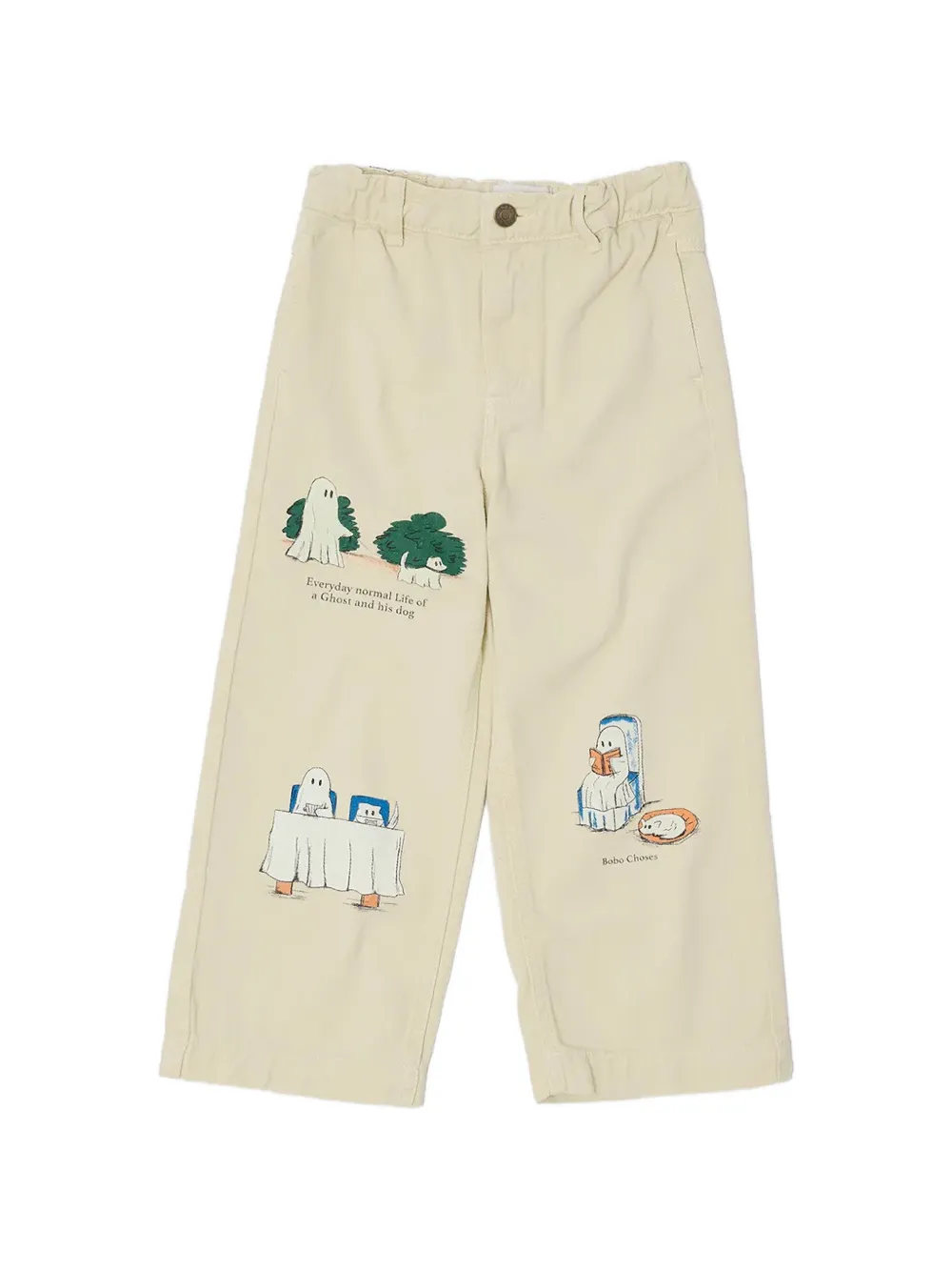 Bobo Choses Everyday Ghosts graphic-print wide-leg jeans - Toni neutri