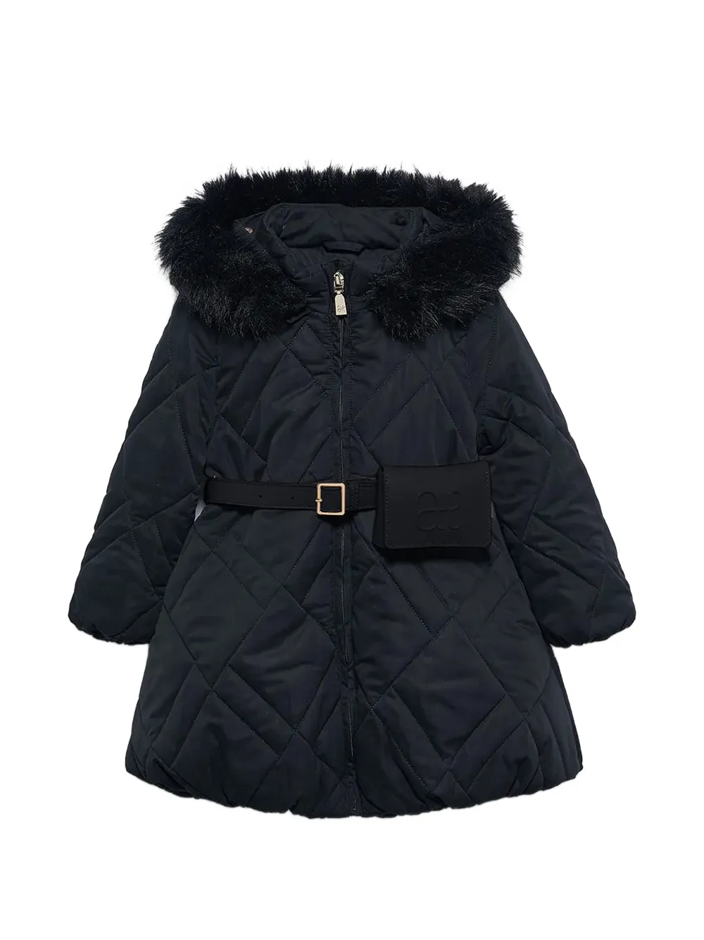 Abel & Lula quilted wallet detail coat - Nero