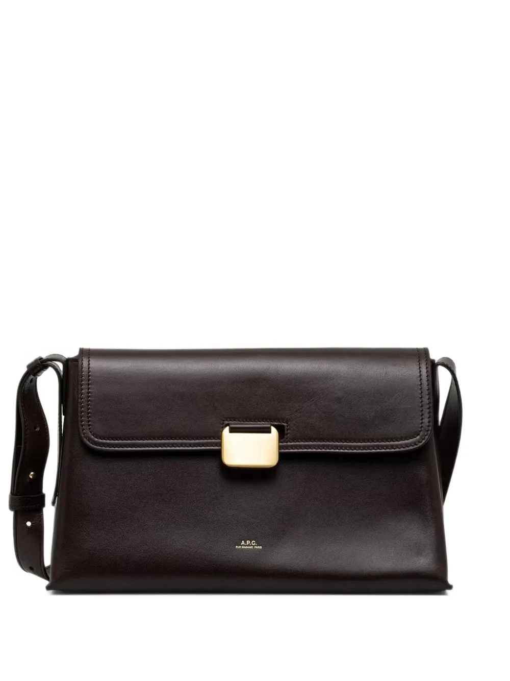 A.P.C. logo-print leather cross body bag - Marrone