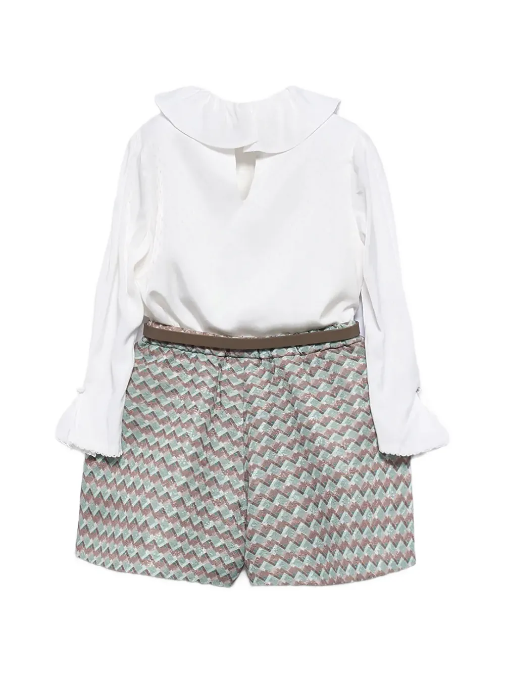 Abel & Lula Blouse- en shortsset met ruches Wit