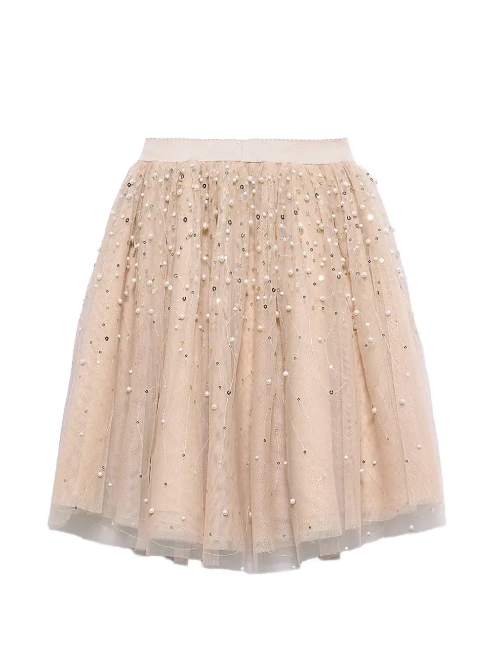 Abel & Lula Midi-rok verfraaid met parels en pailletten Beige